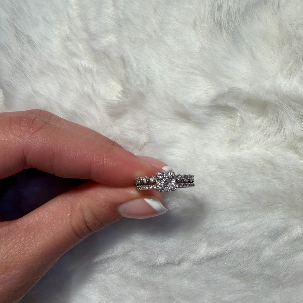 14KW 3/8 CTW Diamond Square Cluster Ring